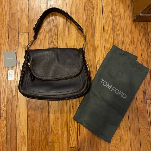 Black Leather Tom Ford Inspired Jennifer Purse Bag 